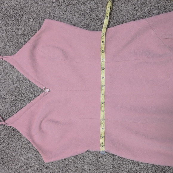 Dress The Population Midi Dress Blush Pink Wendy Sleeveless Plunging Ruffle Hem - Picture 12 of 14